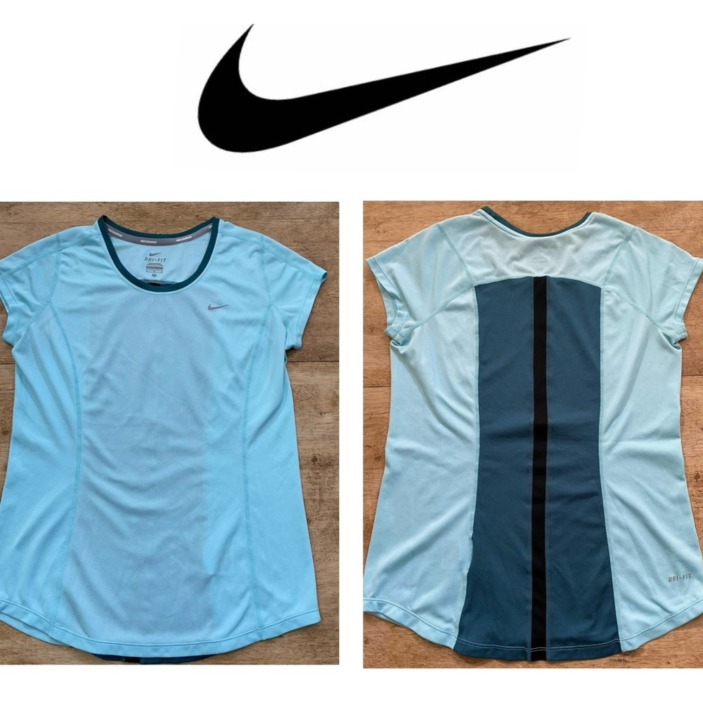 Nike Dri Fit Women’s Size Medium‎ Blue Running Racer Athletic Tee